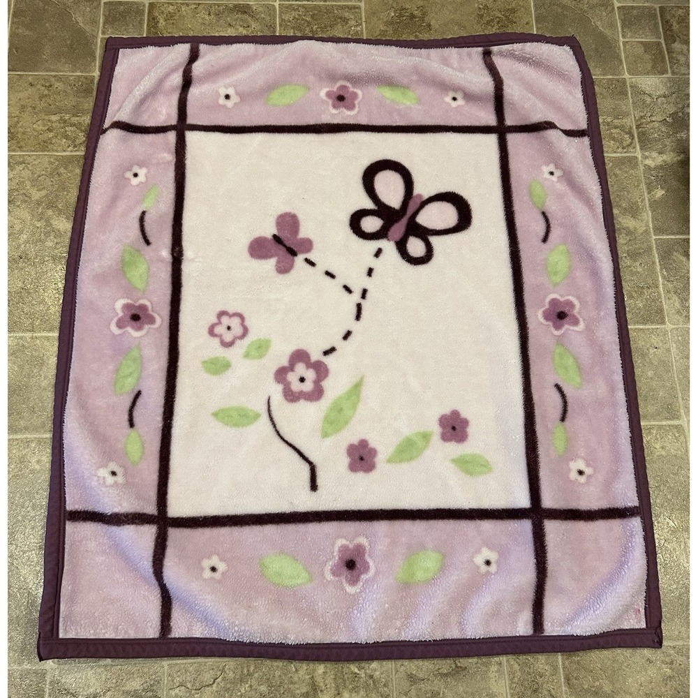 Y2K COCALO Sugar plum Purple Butterfly Luxe Minky Plush Baby Crib Blanket